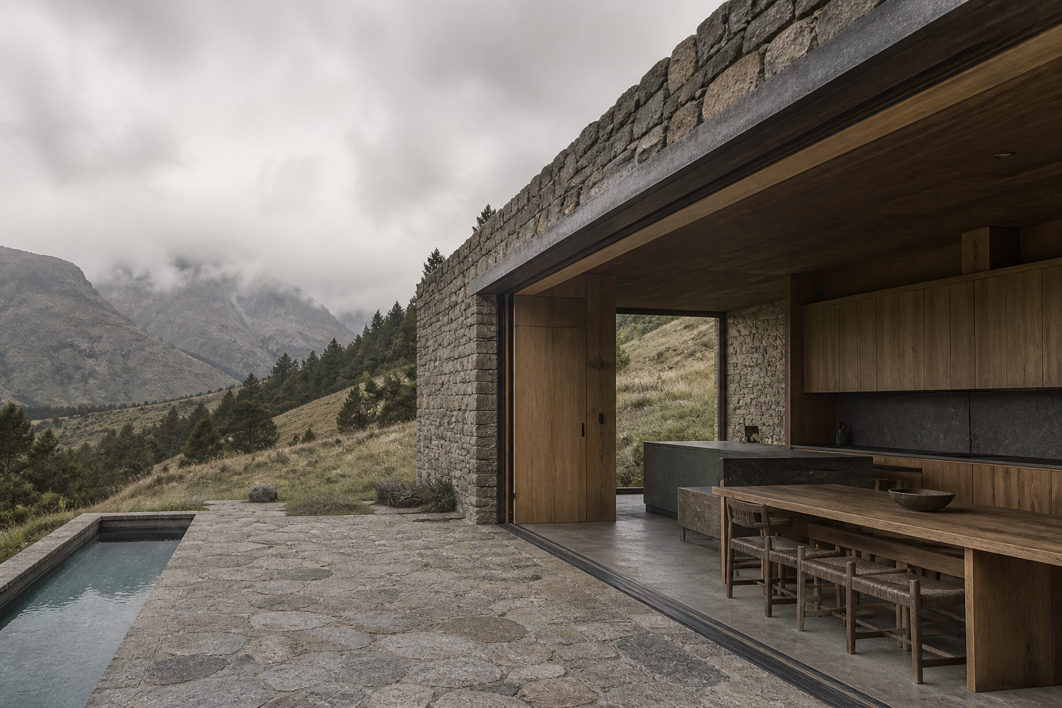 Editorial terrace scene framing a ready-built cabinet scope comparison through room-scale composition