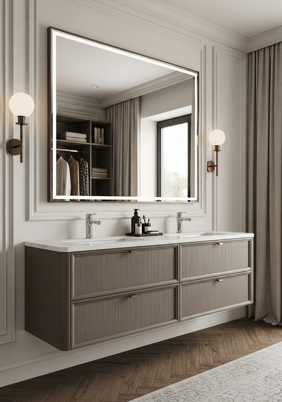 Fadior Verve Bath and Vanity Suite — close-up of stainless steel finish and hardware detail