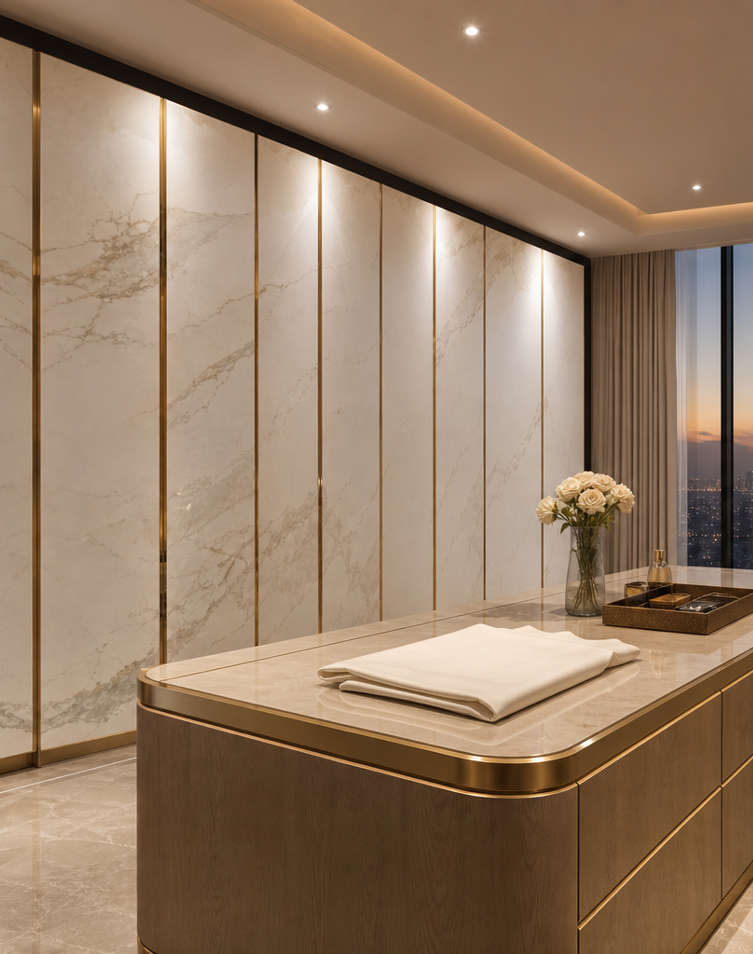 Fadior Onyx Wardrobe Suite with Linen Glass Dressing Bridge — lifestyle setting with natural light and residential styling