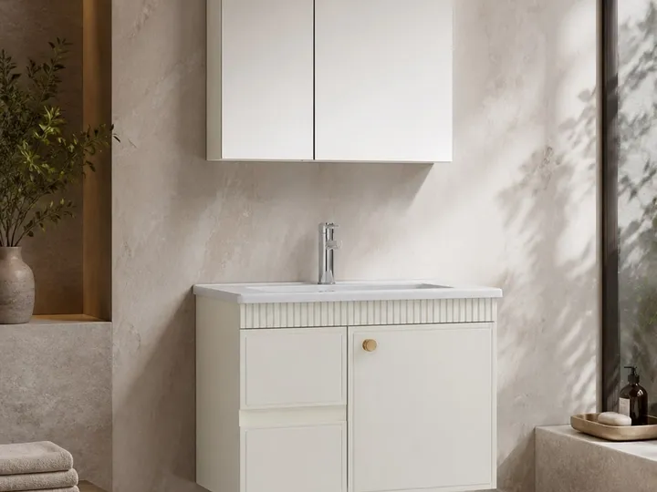 Mueble de baño con lavabo y armario de espejo en tablero ecológico 600×485×500 mm