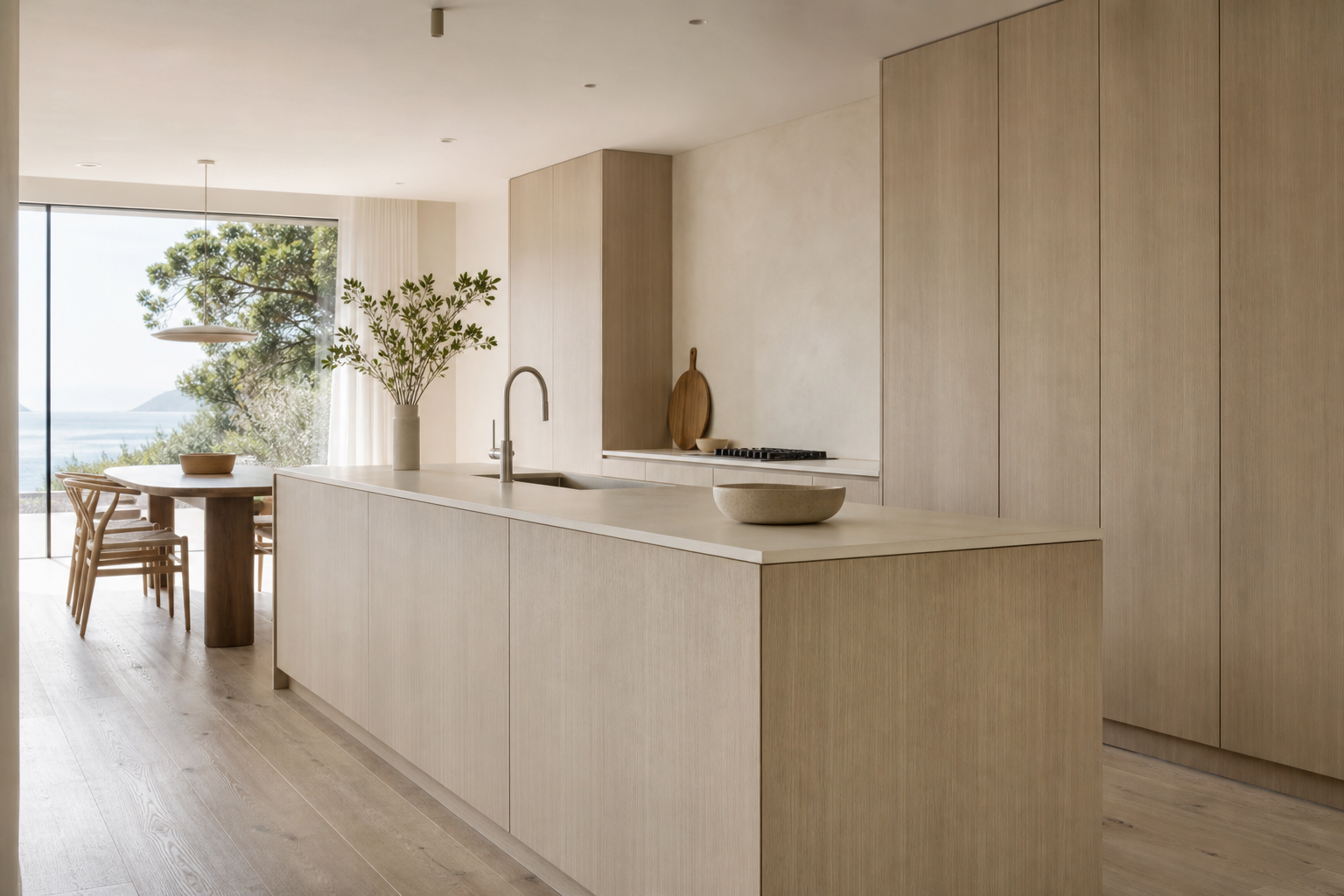 Fadior Dream Home Kitchen Suite with Parchment Island Cladding — interior room context showing cabinet integration