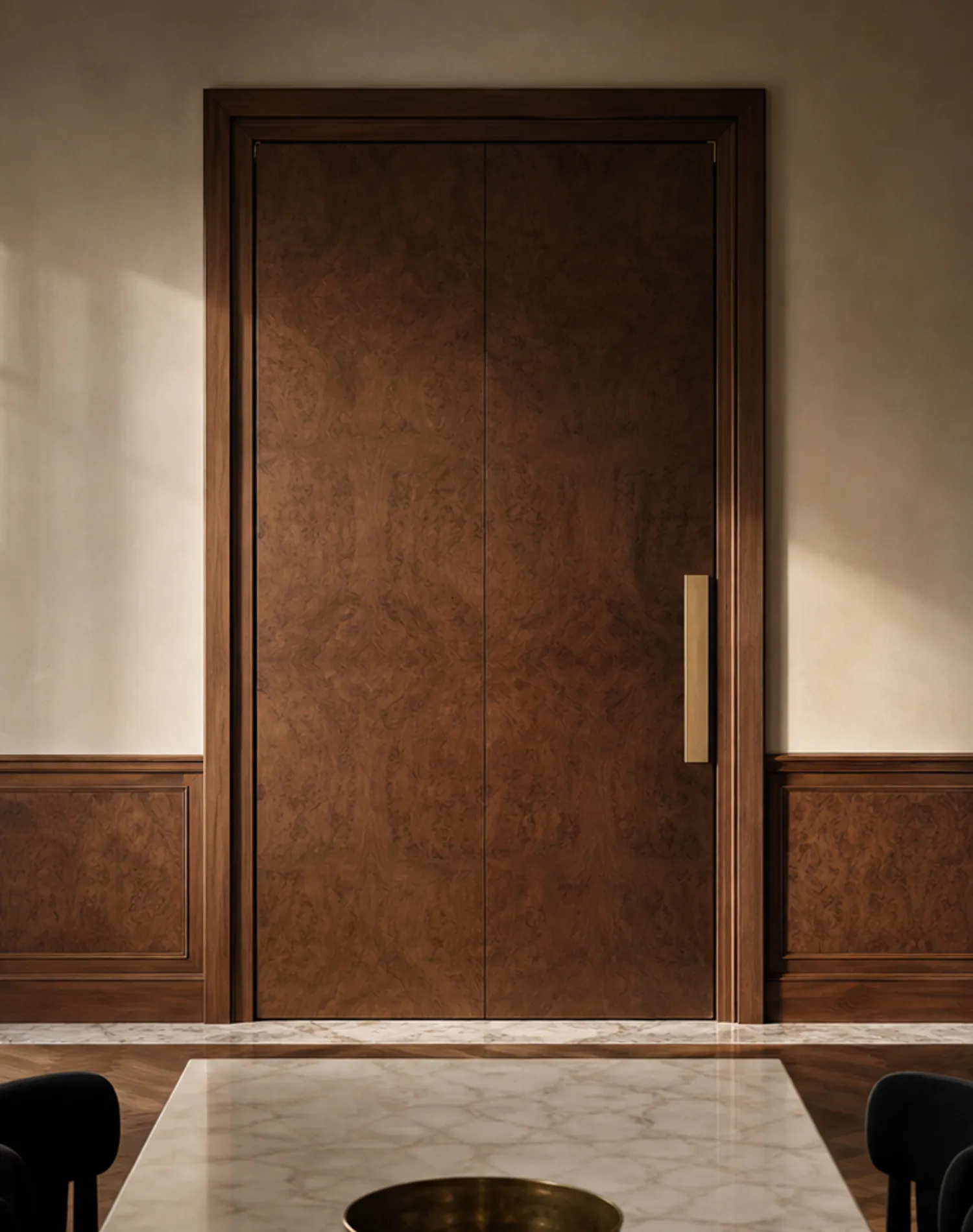 Suite de Puerta Interior Silhouette con Portal Galería Borde Nogal estudio de adaptación