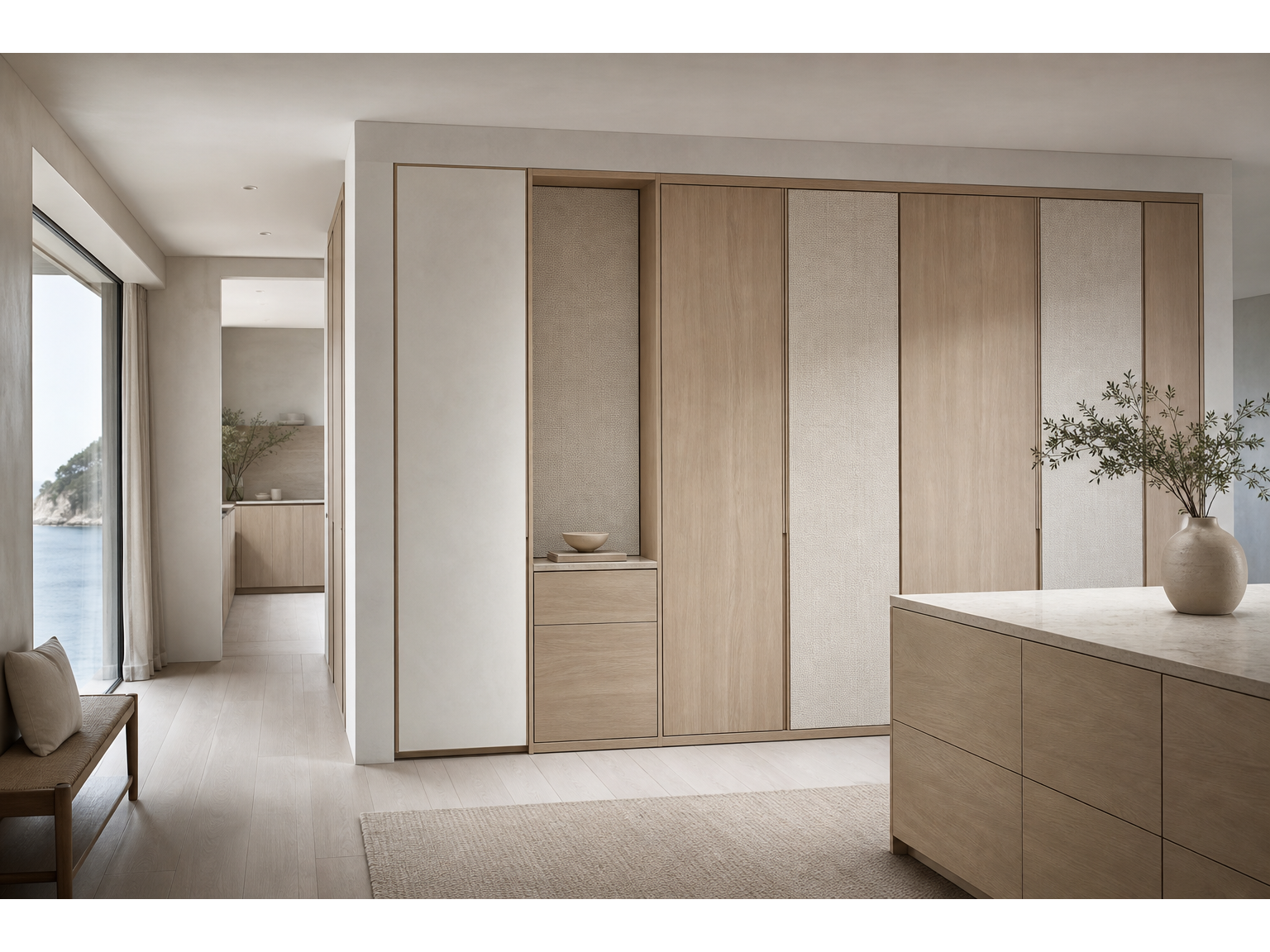 Fadior Radiance Wardrobe Suite with Appliance Buffer Dressing Wall — interior room context showing cabinet integration