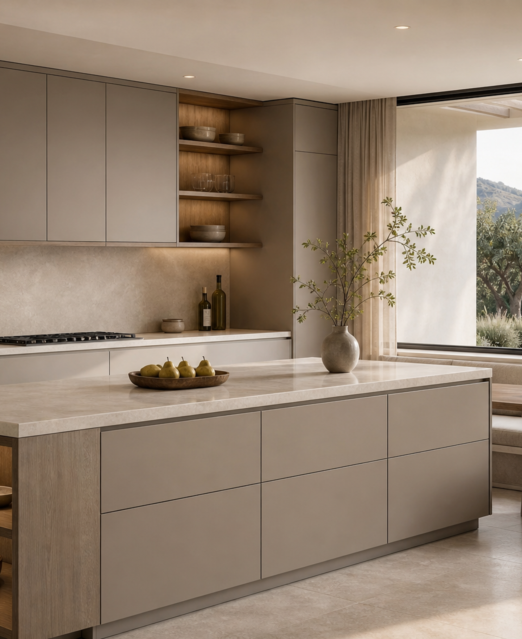 Fadior Forge Kitchen Suite with Courtyard Breakfast Ledge — 304 stainless steel kitchen system, front view