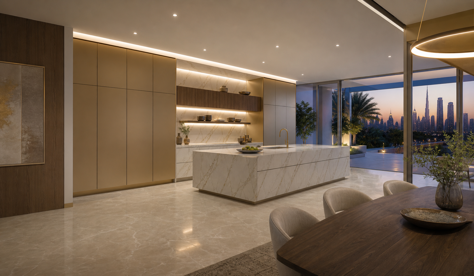 Fadior Terrena Kitchen Suite with Courtyard Pantry Spine — interior room context showing cabinet integration