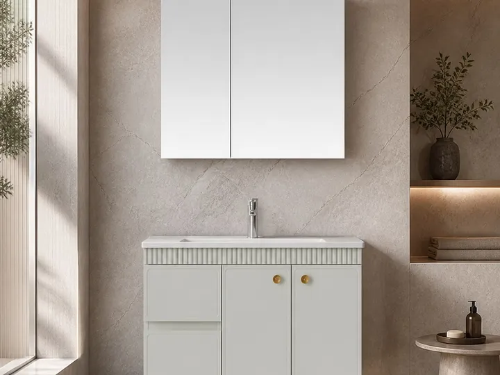 Mueble de baño con lavabo y armario de espejo en tablero ecológico 700×485×500 mm