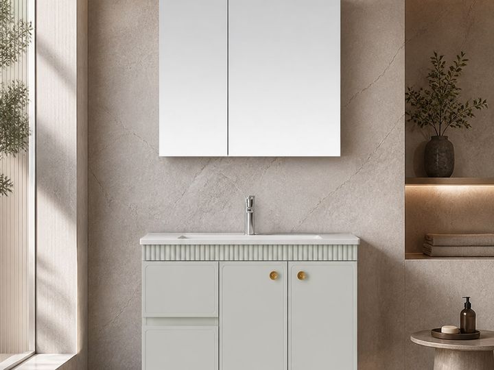 Bathroom Vanity Cabinet styled in a FADIOR HOME interior setting