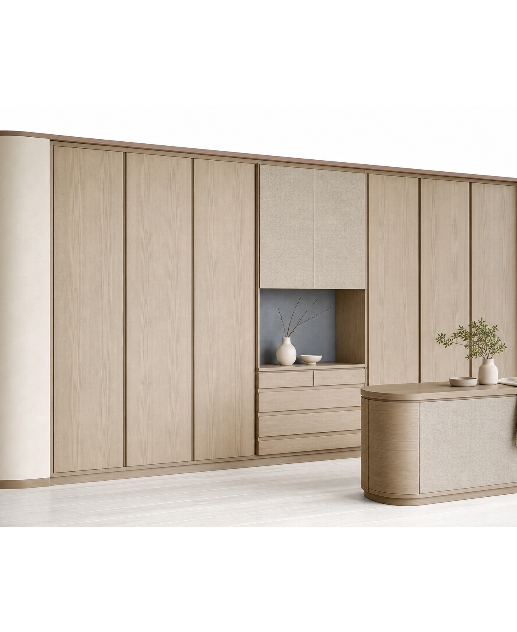 Fadior Radiance Wardrobe Suite with Appliance Buffer Dressing Wall — 304 stainless steel wardrobe system, front view