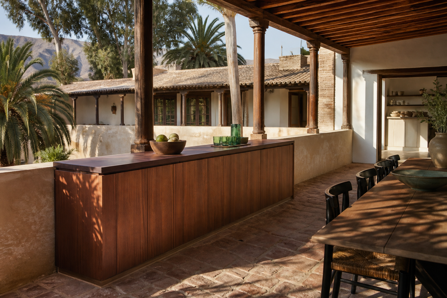 Fadior Soleil Balcony Suite with Lantern Rail Service Credenza — interior room context showing cabinet integration