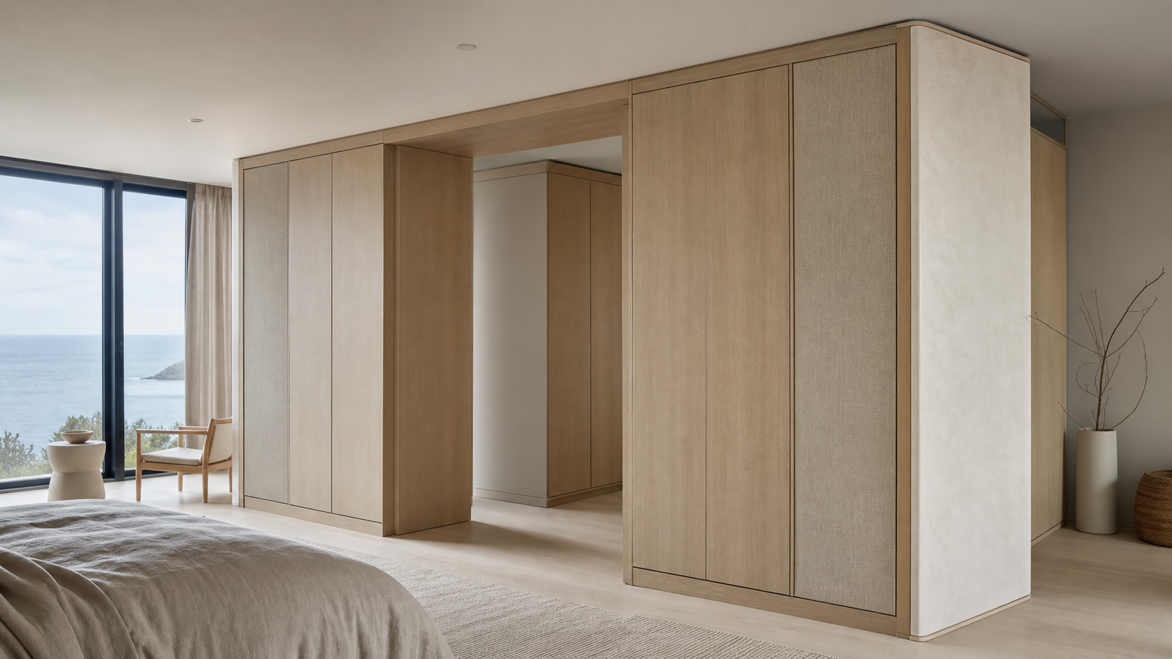 Fadior Radiance Wardrobe Suite with Canopy Linen Dressing Portal — lifestyle setting with natural light and residential
