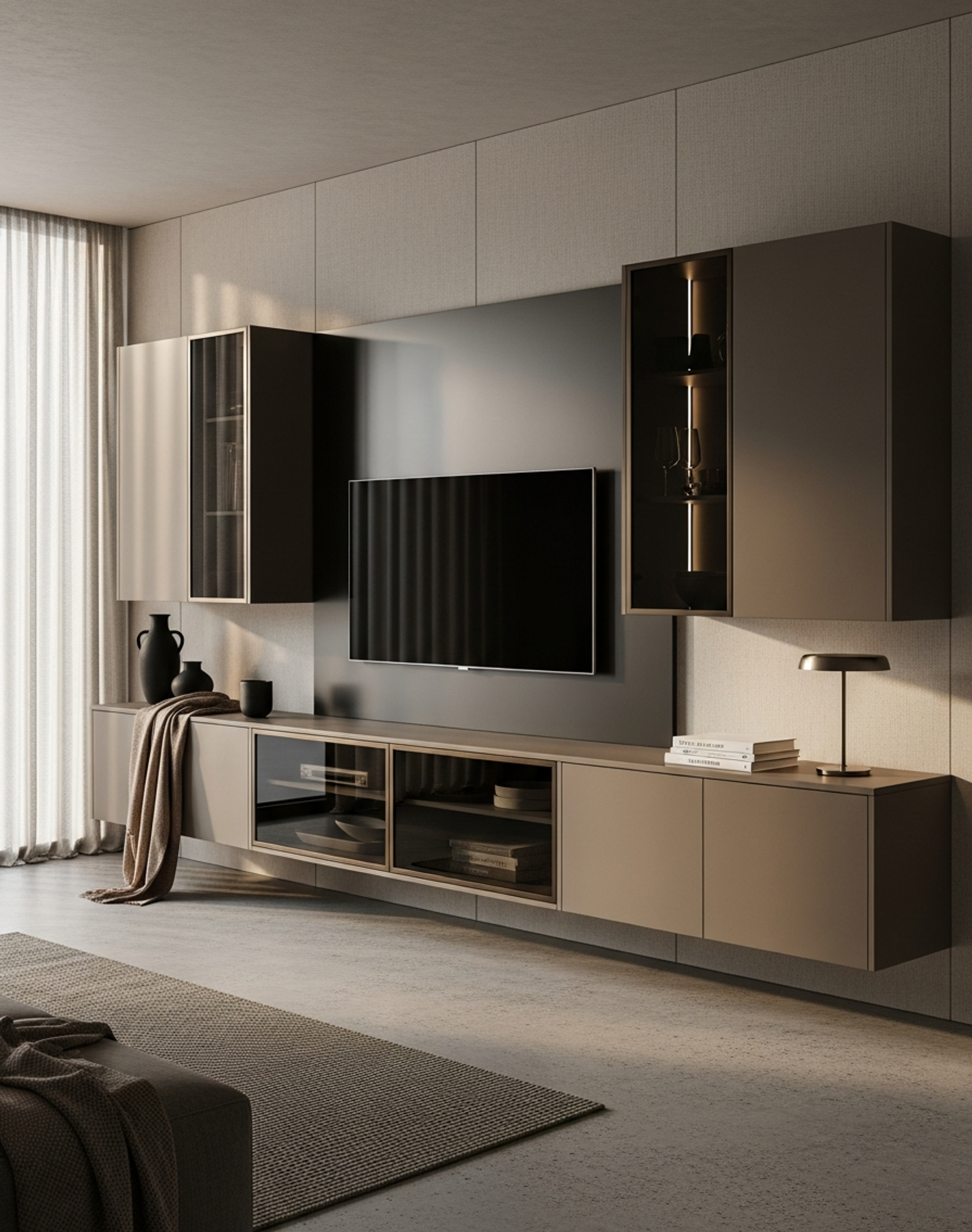 Fadior Essence Living Room — interior room context showing cabinet integration