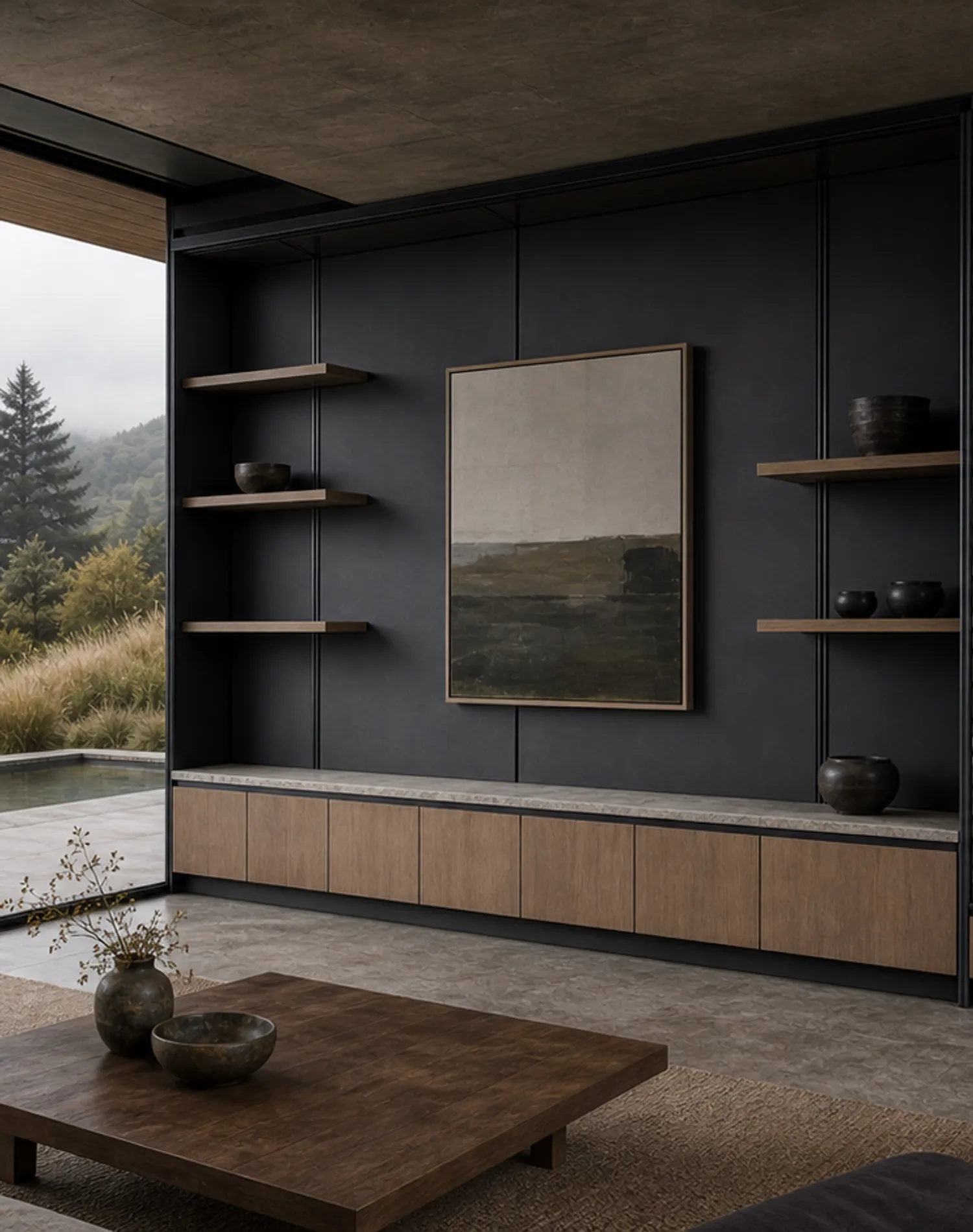 Suite de Salón Zenith con Repisa de Arte de Antepecho Bajo estudio de adaptación