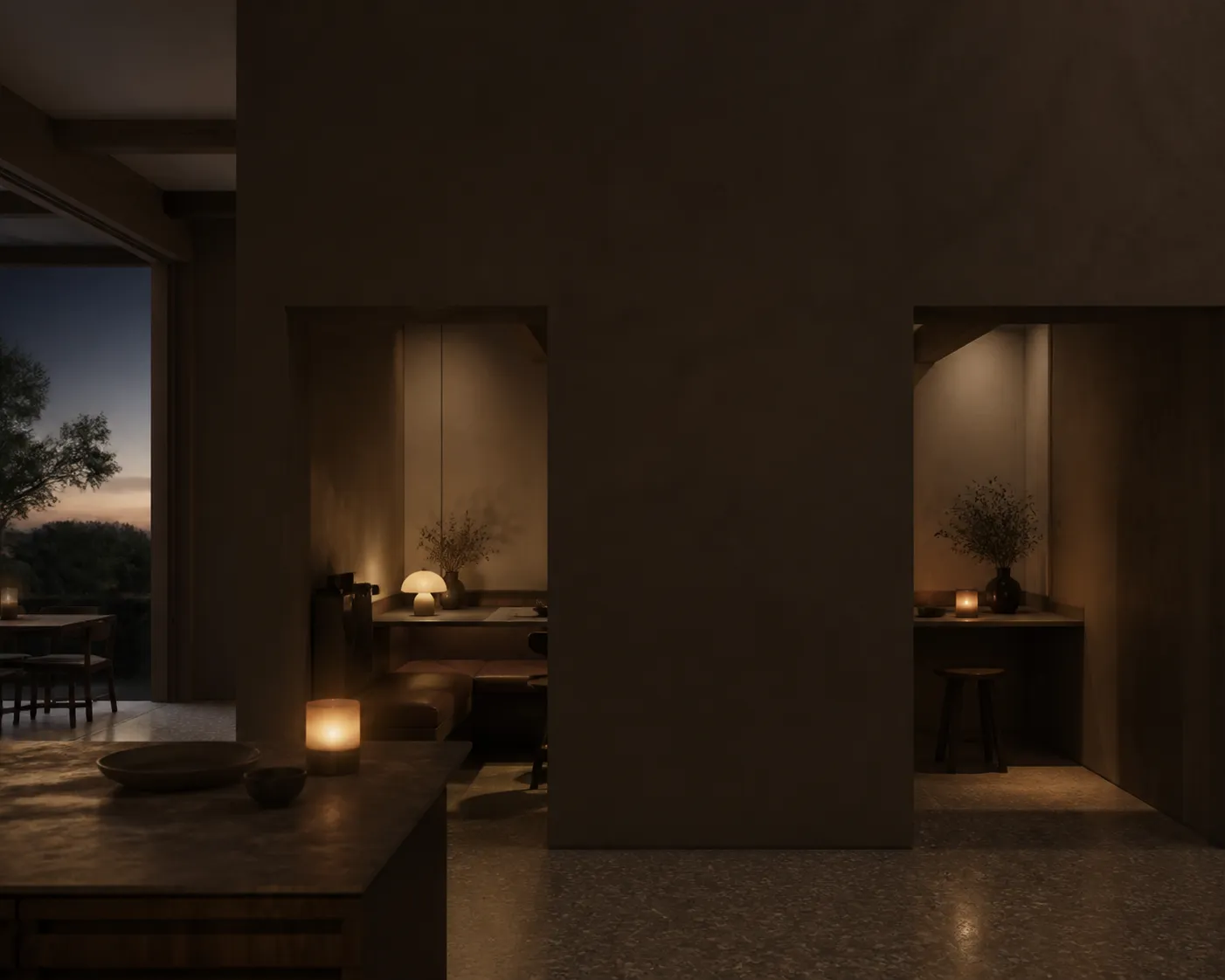 Fadior Paired smoked oak kitchen zones provide a calm comparison scene for concealed motion decisions without visible product