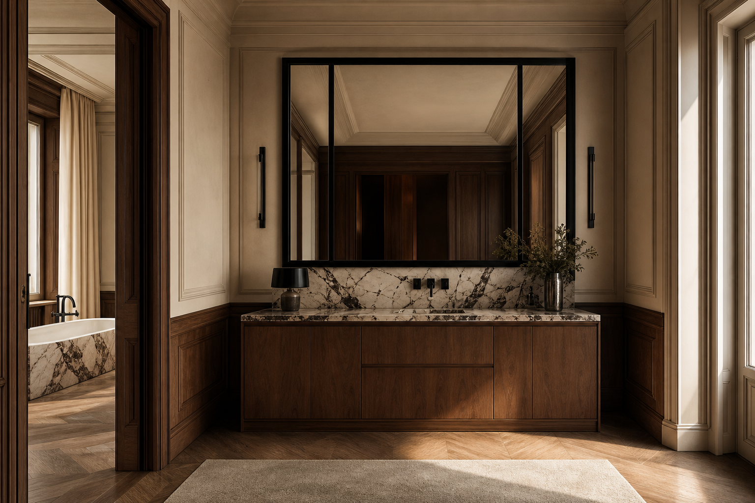 Fadior Voyage Bath Vanity Suite with Sanctuary Mixer Wash Terrace — interior room context showing cabinet integration