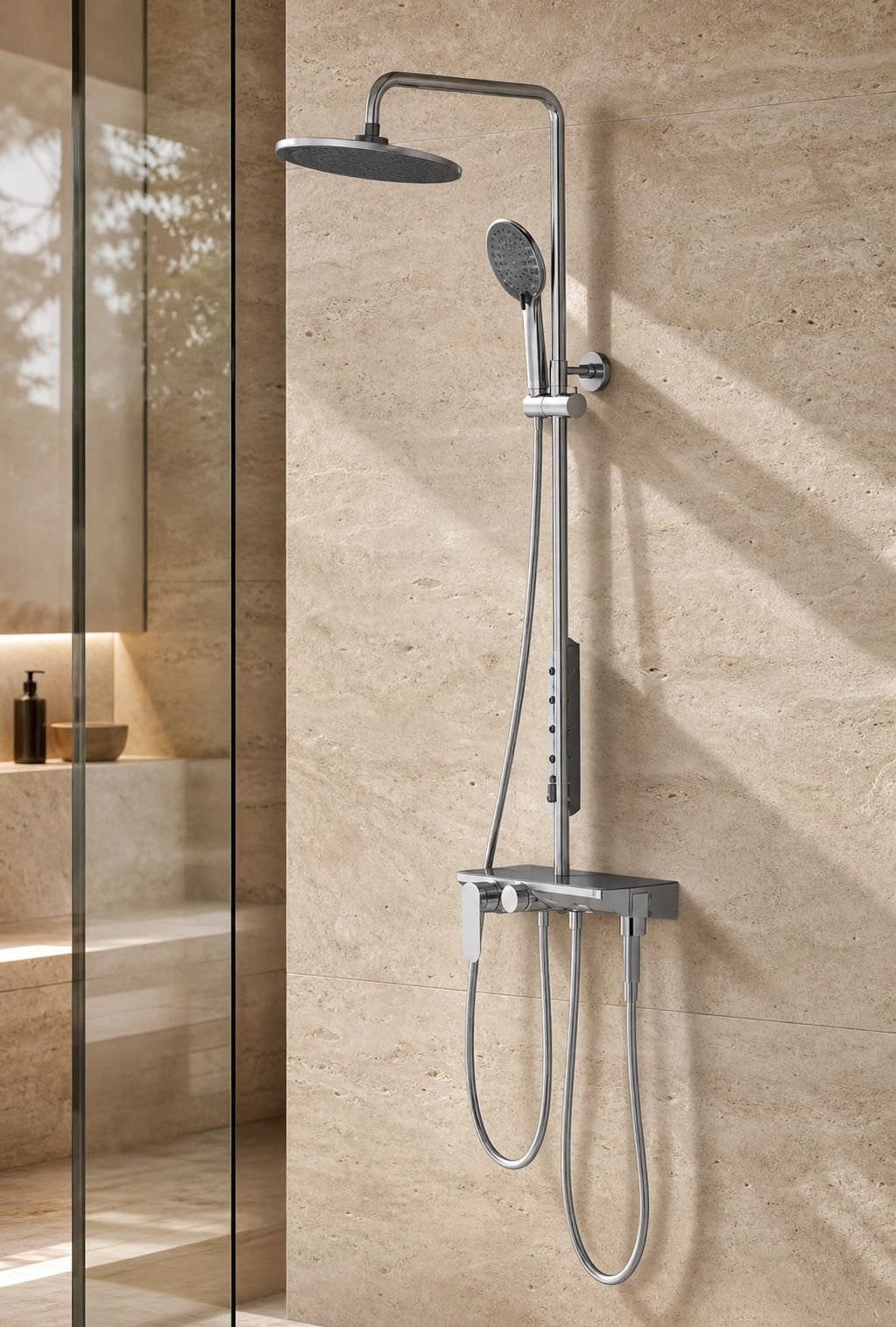 Shower Faucet System styled in a FADIOR HOME interior setting