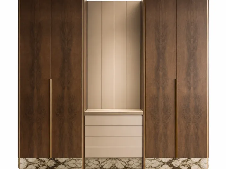 Fadior Canopy Wardrobe Suite with Pearl Shoe Valet Passage — 304 stainless steel wardrobe system, front view