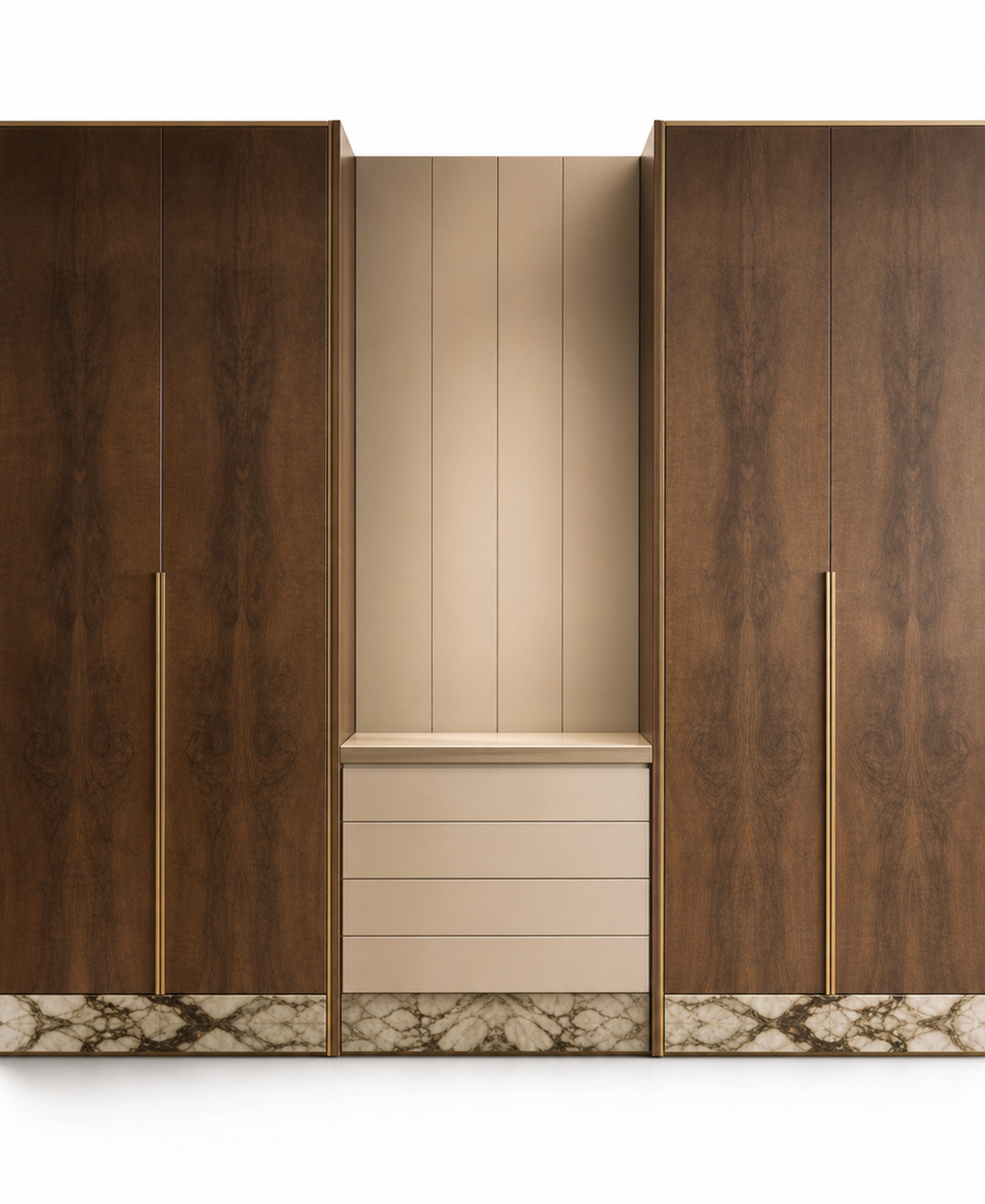Fadior Canopy Wardrobe Suite with Pearl Shoe Valet Passage — 304 stainless steel wardrobe system, front view