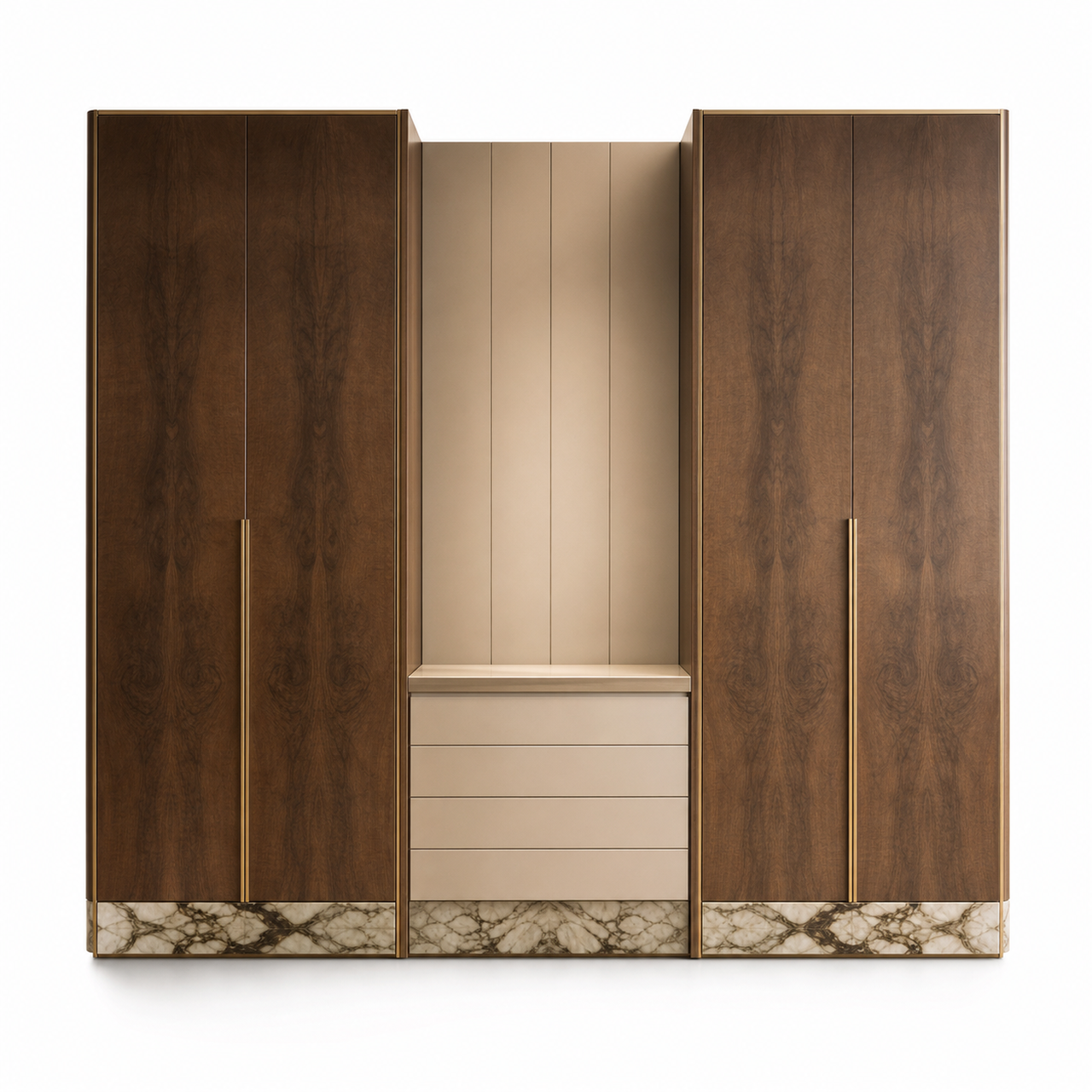Fadior Canopy Wardrobe Suite with Pearl Shoe Valet Passage — 304 stainless steel wardrobe system, front view