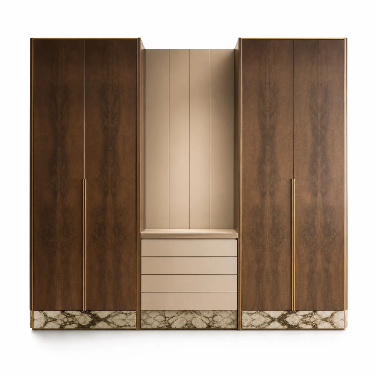 Fadior Canopy Wardrobe Suite with Pearl Shoe Valet Passage — 304 stainless steel wardrobe system, front view