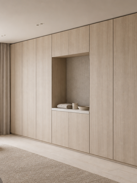 Fadior Canopy Wardrobe Suite with Cool-Touch Packing Niche — 304 stainless steel wardrobe system, front view