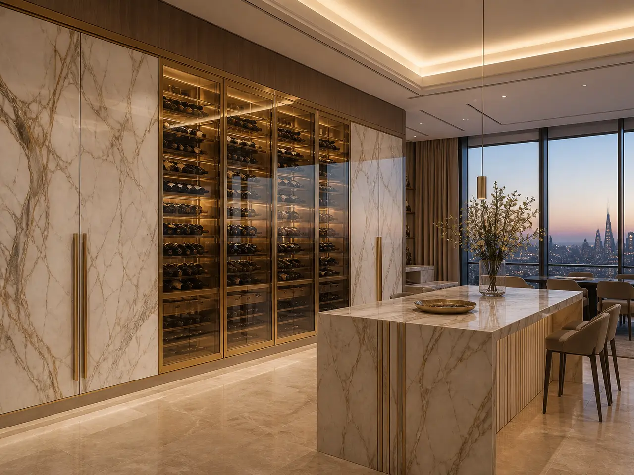 Fadior Estuary Wine Cabinet Suite with Procurement Resilience Wine Wall — 304 stainless steel wine cabinet system, front view