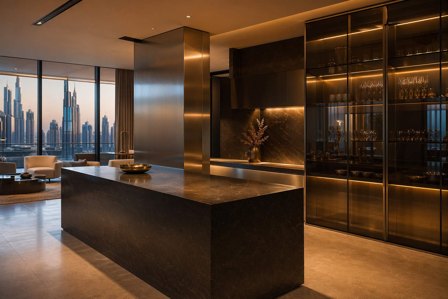 Fadior Dubai Downtown Hotel — kitchen atmosphere with 304 stainless steel design language
