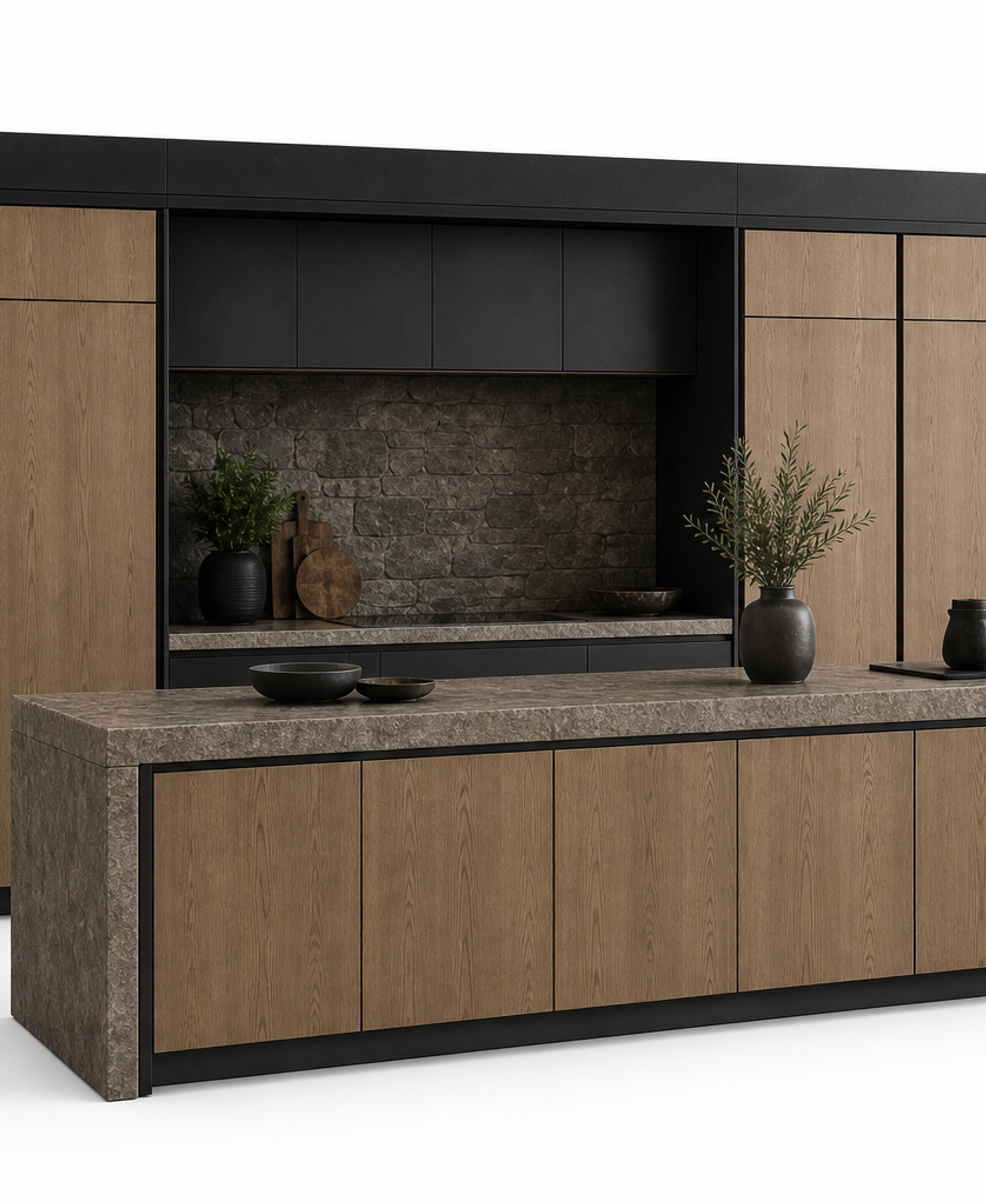 Fadior Terrena Kitchen Suite with Hearthside Service Island — 304 stainless steel kitchen system, front view