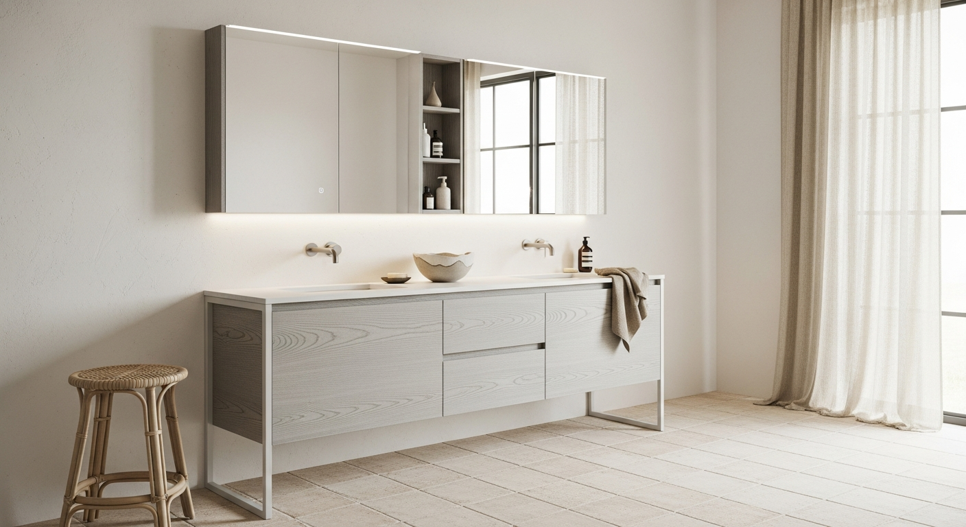 Fadior Acqua Double Vanity — lifestyle setting with natural light and residential styling