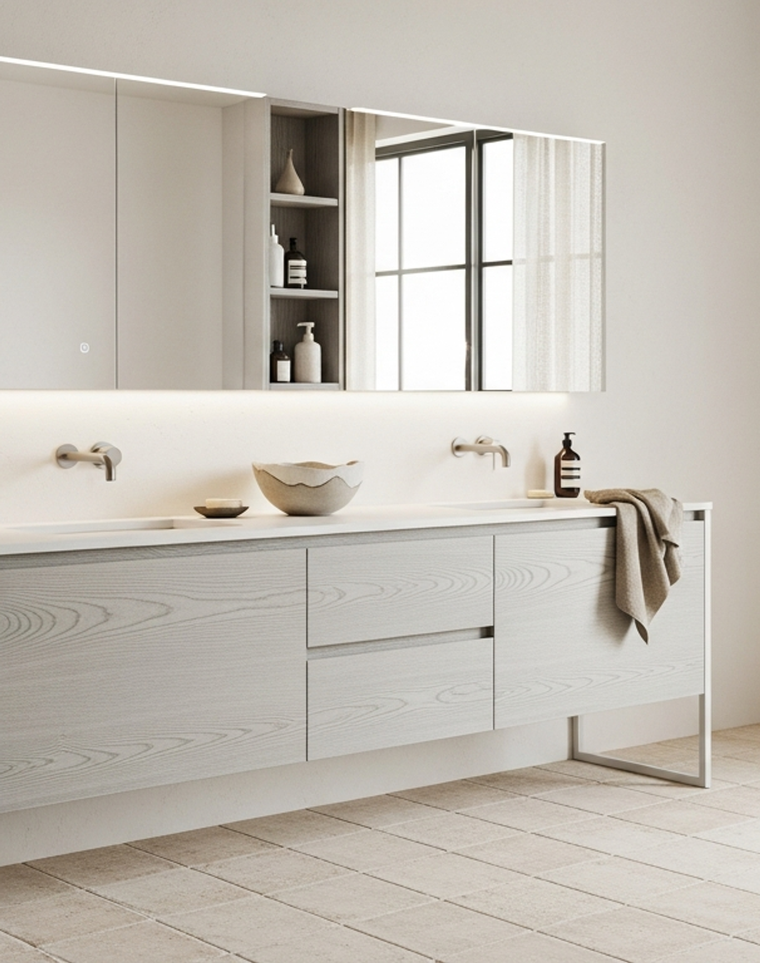 Fadior Acqua Double Vanity — lifestyle setting with natural light and residential styling