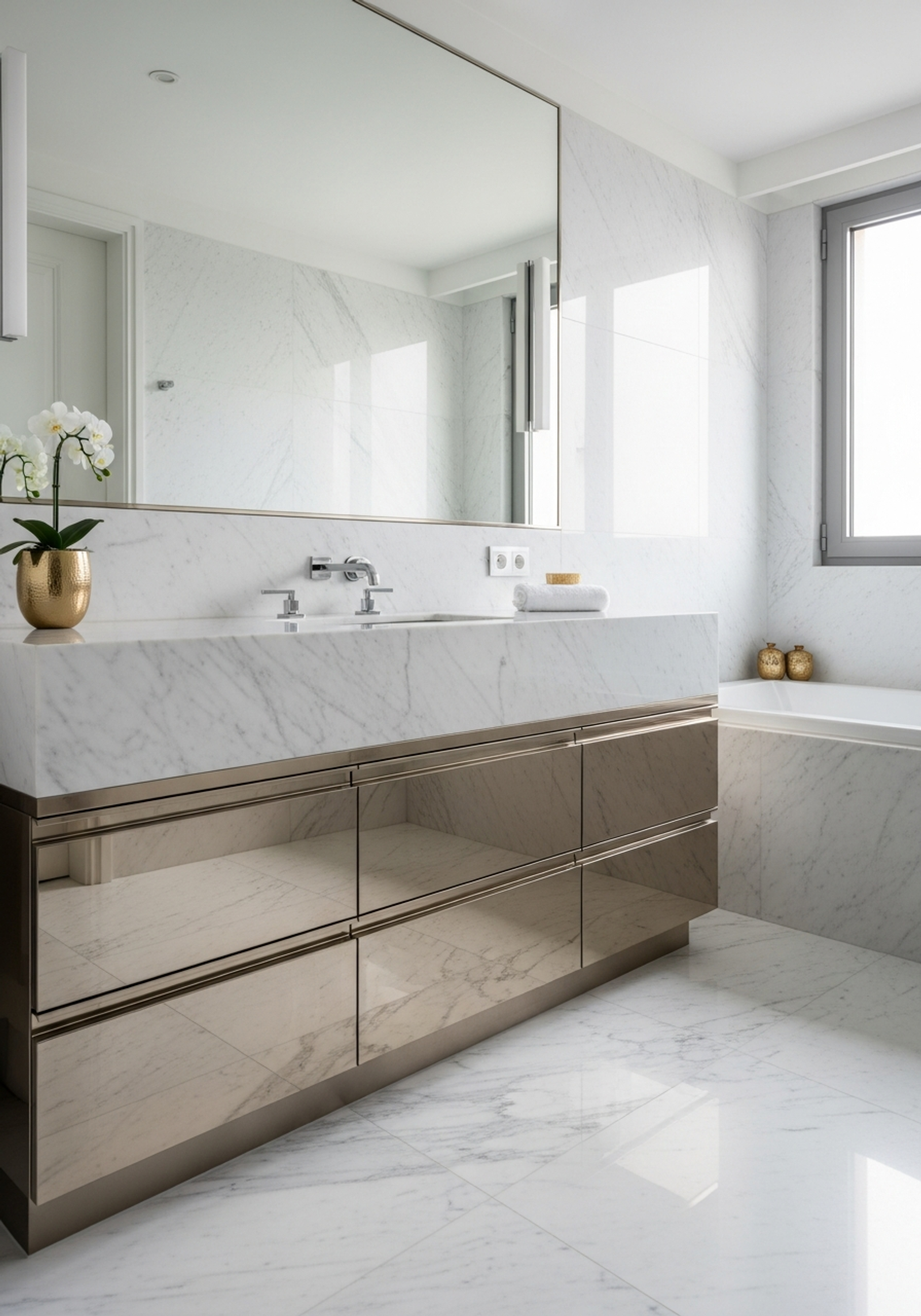 Fadior Monaco Harbour Penthouse — bathroom vanity with premium material integration