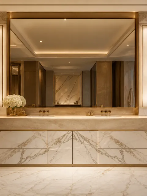 Fadior Voyage Bath Vanity Suite with Sculpted Basin Lantern — 304 stainless steel bath and vanity system, front view