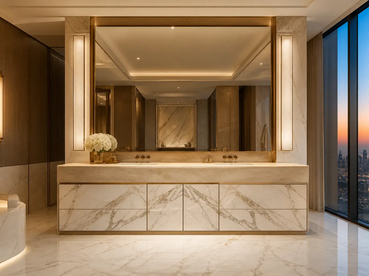 Fadior Voyage Bath Vanity Suite with Sculpted Basin Lantern — 304 stainless steel bath and vanity system, front view