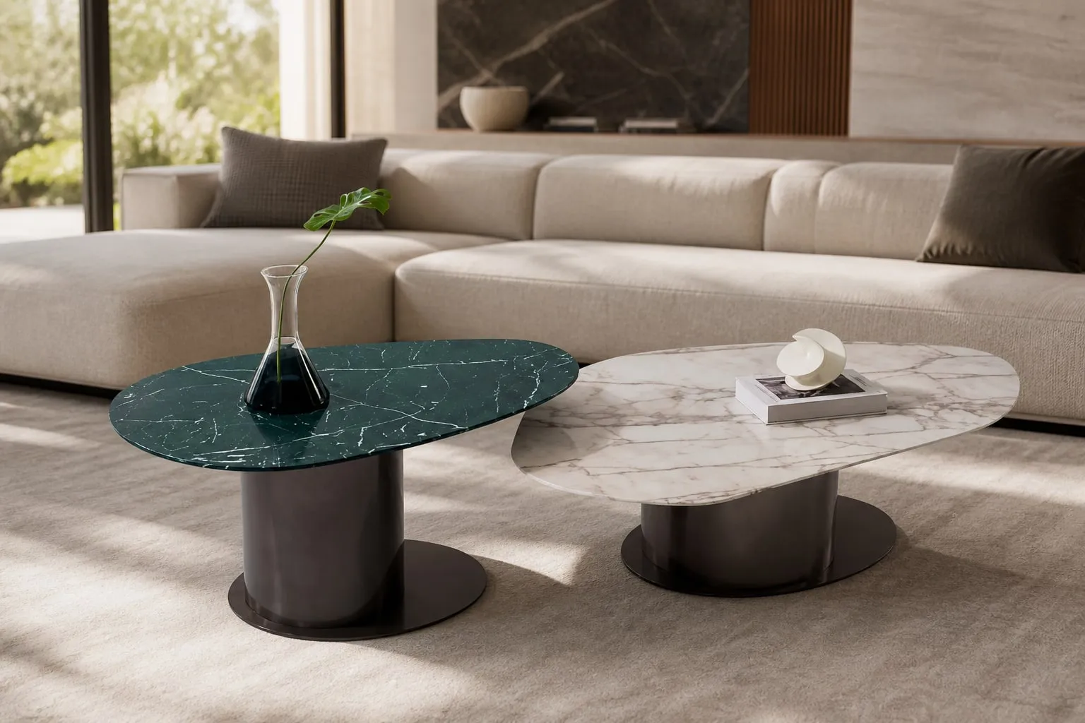Marble and Steel Coffee Table 1260×730×340 mm