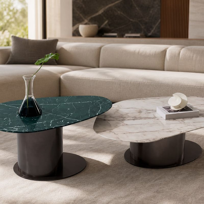 Stone-Top Coffee Table (Marble) styled in a FADIOR HOME interior setting