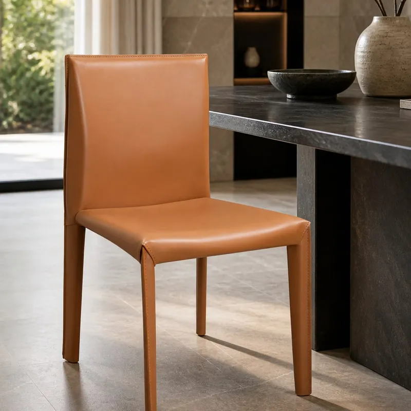 Carbon Steel Saddle Leather Dining Chair