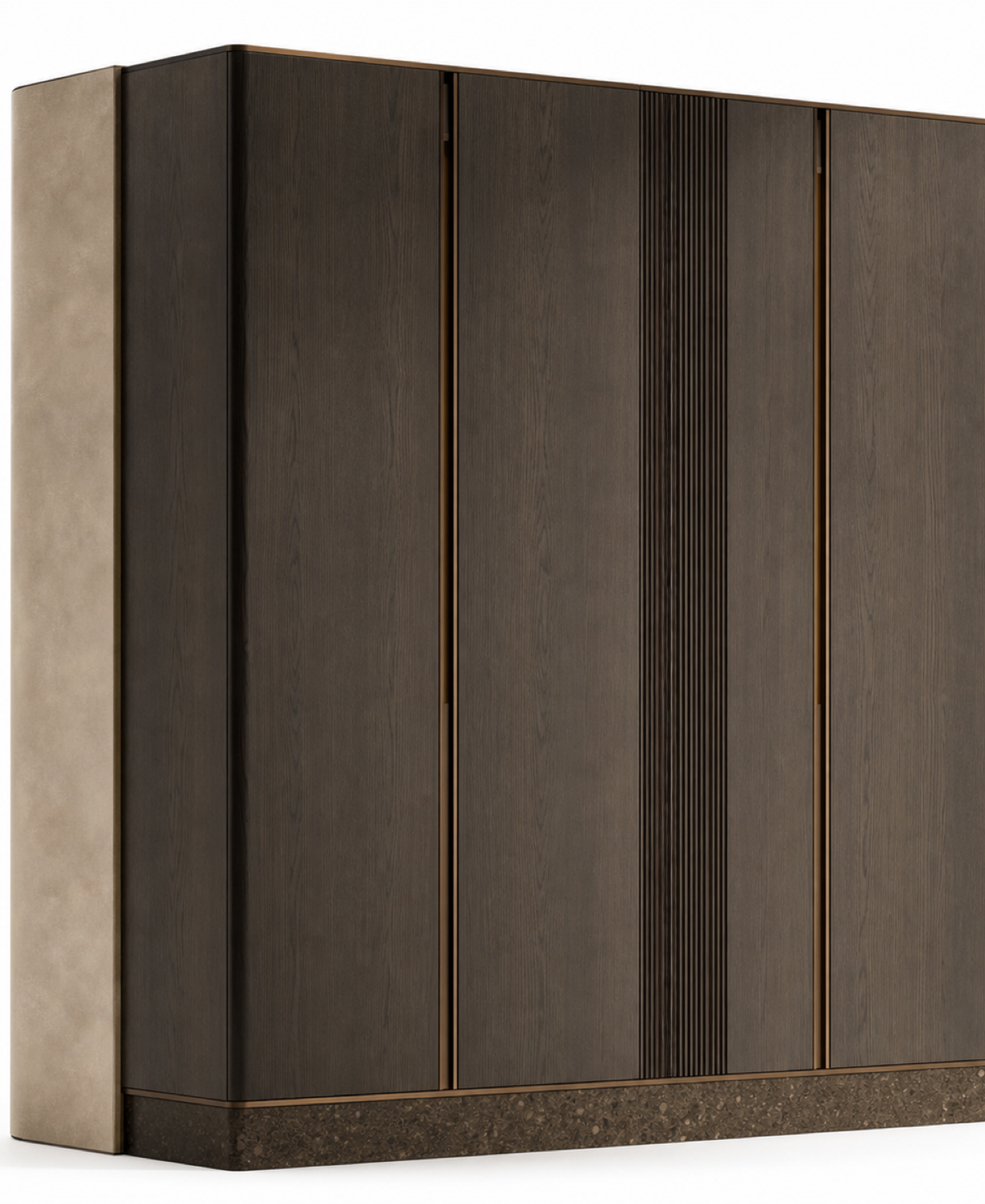 Fadior Elementum Wardrobe Suite with Cedar Lattice Dressing Bay — 304 stainless steel wardrobe system, front view