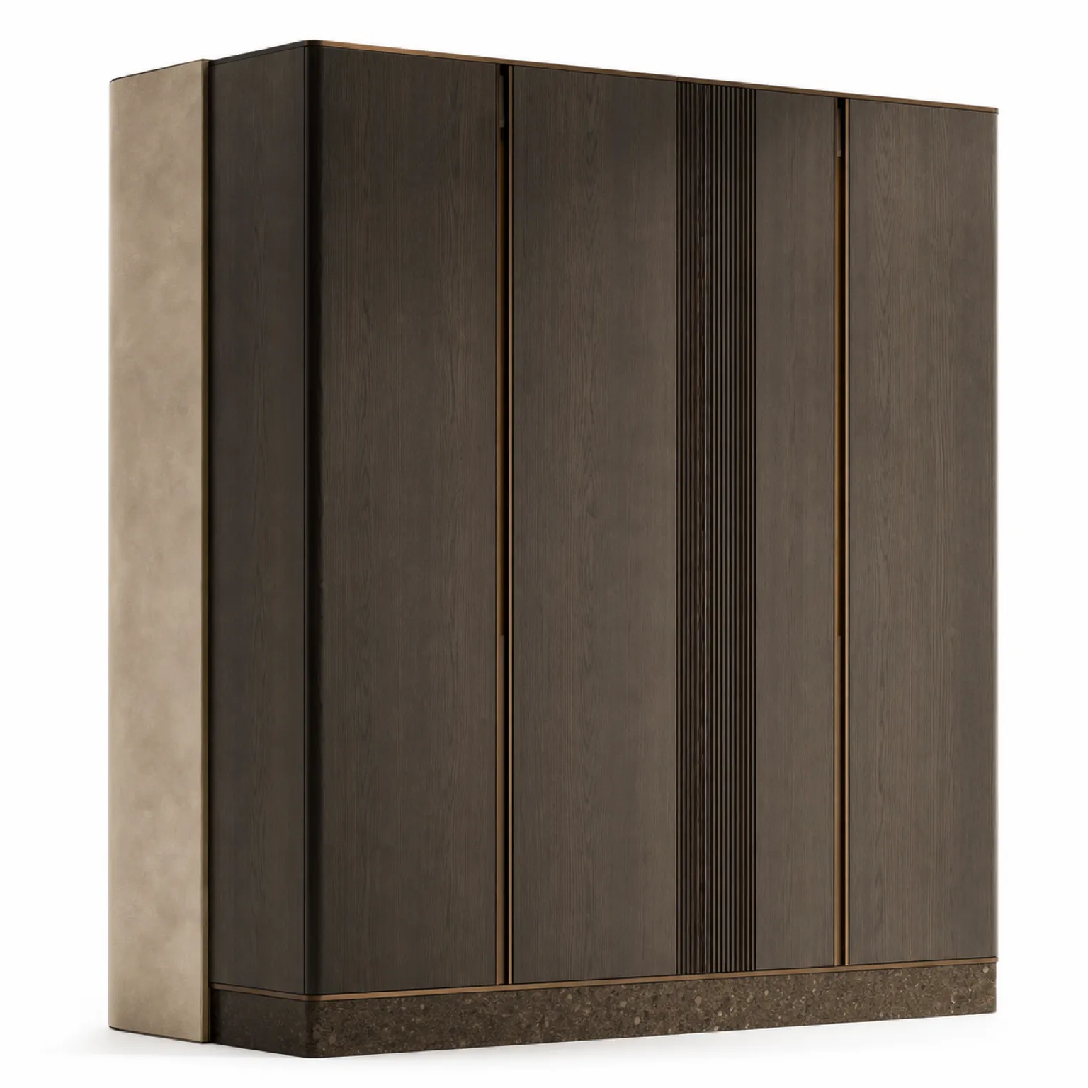 Fadior Elementum Wardrobe Suite with Cedar Lattice Dressing Bay — 304 stainless steel wardrobe system, front view