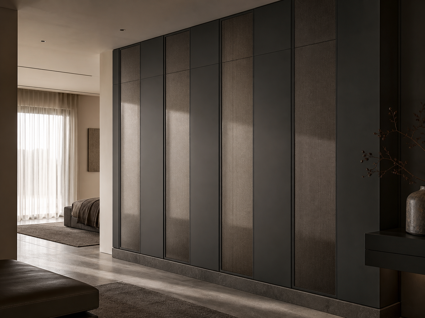 Suite de Armario Onyx con Claustro de Armario de Roble Ahumado perspectiva interior