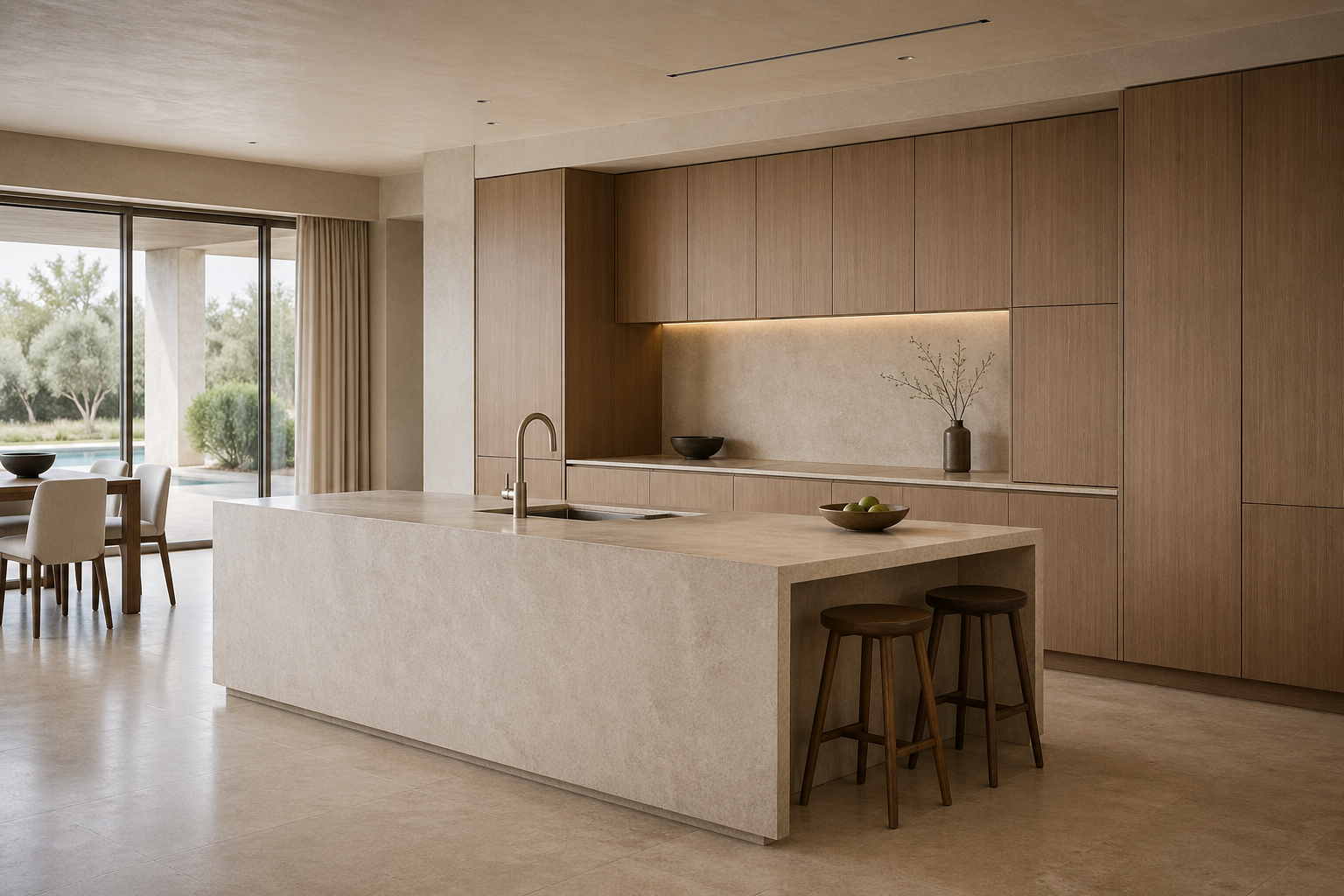 Fadior Riviera Kitchen Suite with Sculpted Tap Island Axis — interior room context showing cabinet integration