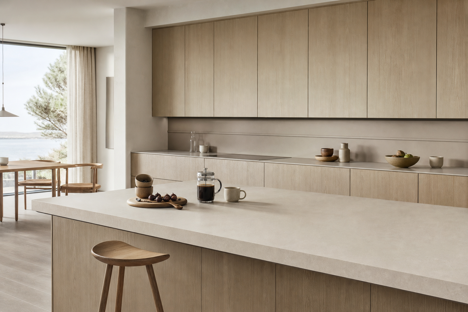 Fadior Continuum Kitchen Suite with Shadowed Service Ledge — lifestyle setting with natural light and residential styling