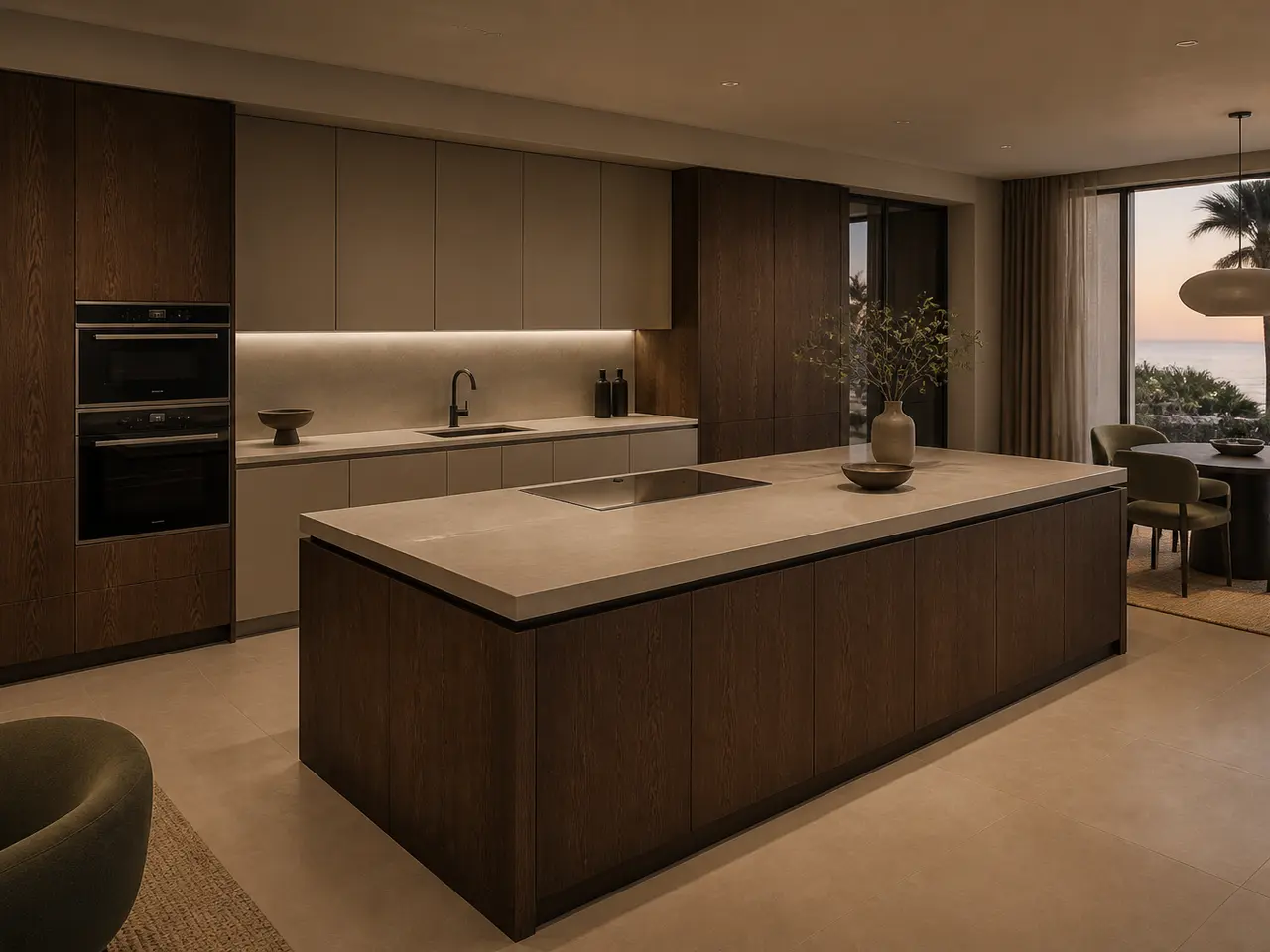 Fadior Armarios Meridian Sintered Stone Worktop Spine — 304 stainless steel kitchen system, front view