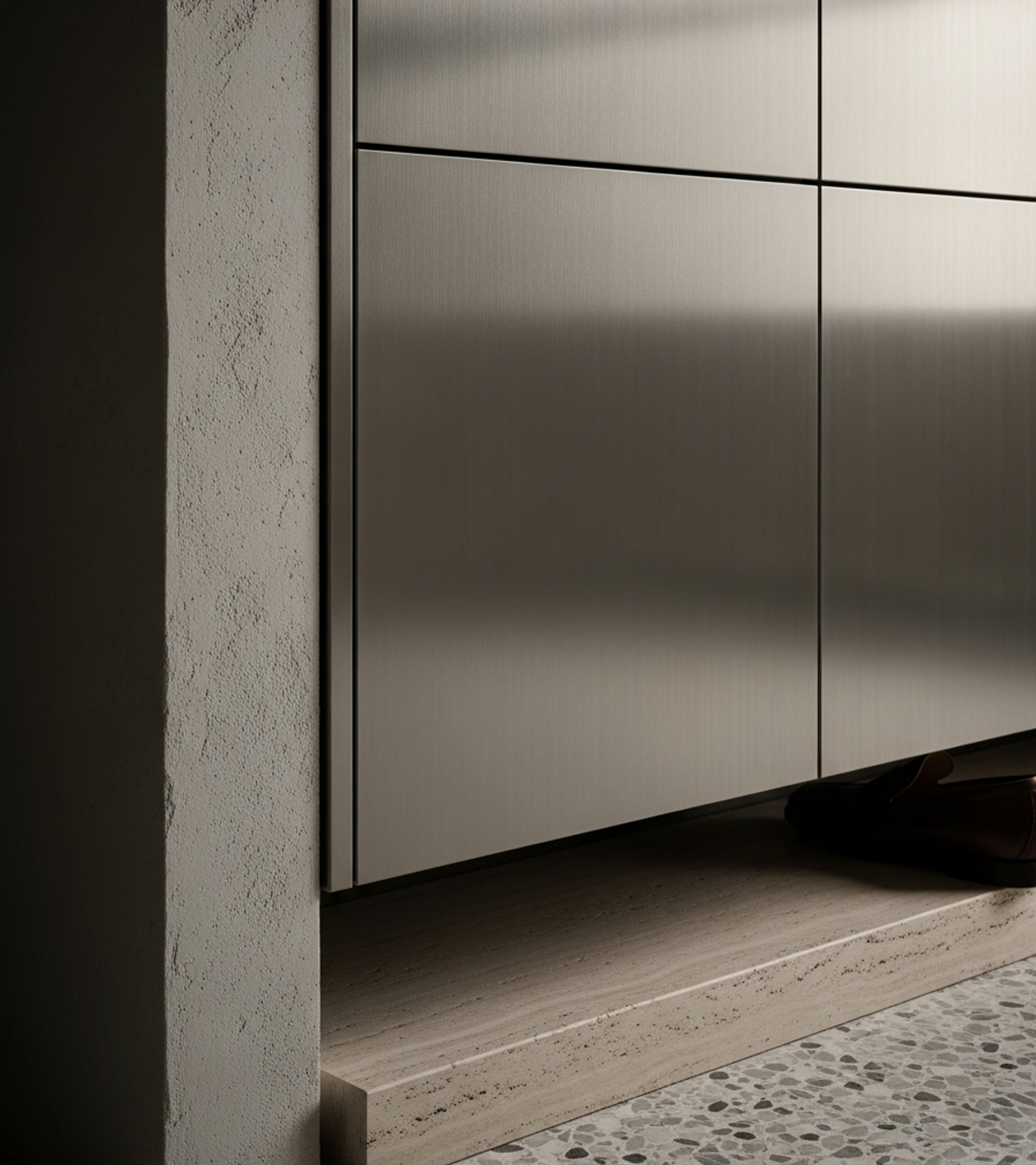 Fadior Archetype Entryway Suite — close-up of stainless steel finish and hardware detail