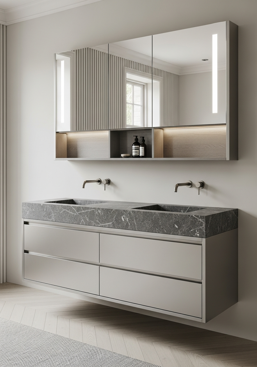 Fadior Acqua Vanity Suite — interior room context showing cabinet integration