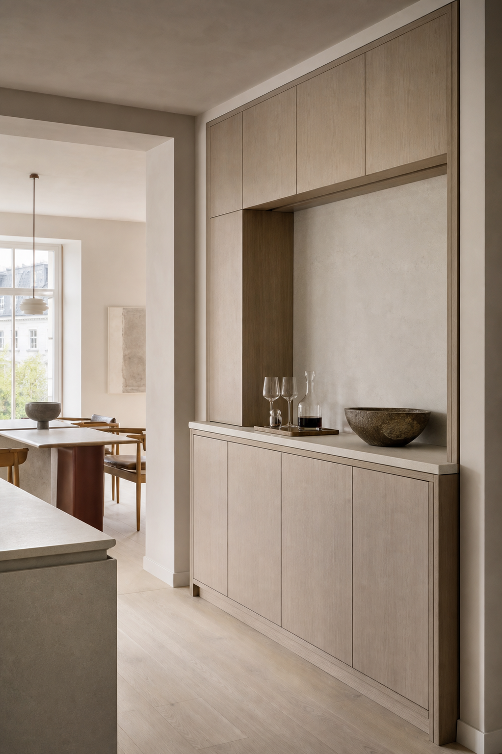 Fadior Estuary Wine Cabinet Suite with Sommelier Threshold Bar — 304 stainless steel wine cabinet system, front view