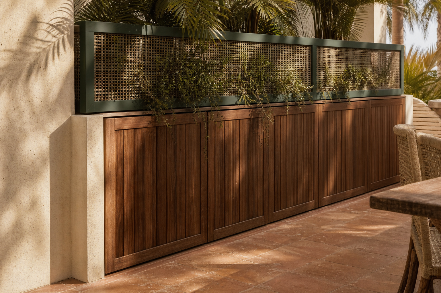 Fadior Dusk Oasis Screened Planter Gallery — close-up of stainless steel finish and hardware detail