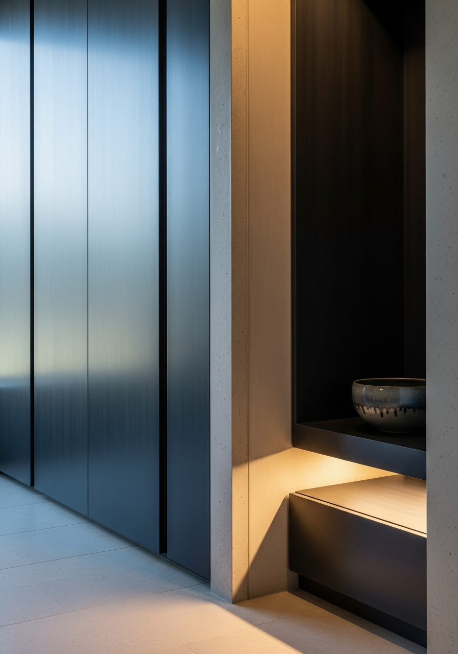 Fadior Brera Wardrobe Suite — close-up of stainless steel finish and hardware detail