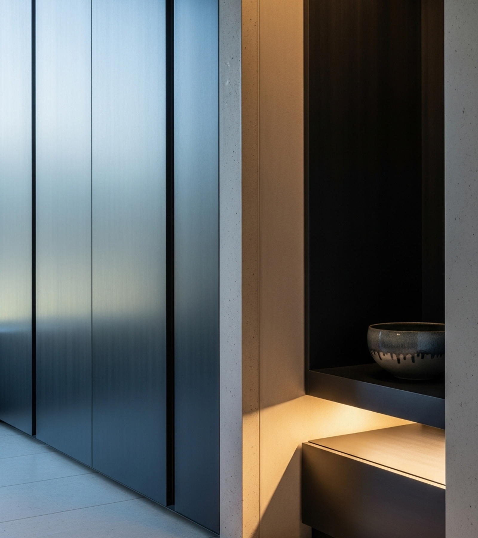 Fadior Brera Wardrobe Suite — close-up of stainless steel finish and hardware detail