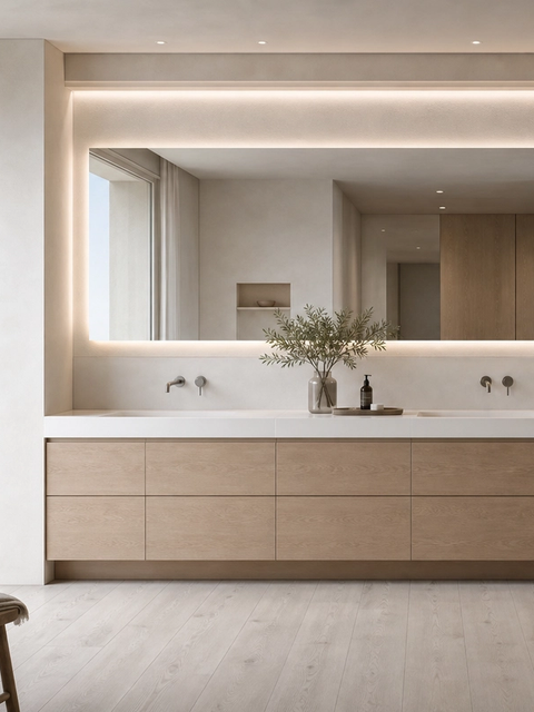 Fadior Ethereal Connected Spa Vanity Wall — 304 stainless steel bath and vanity system, front view