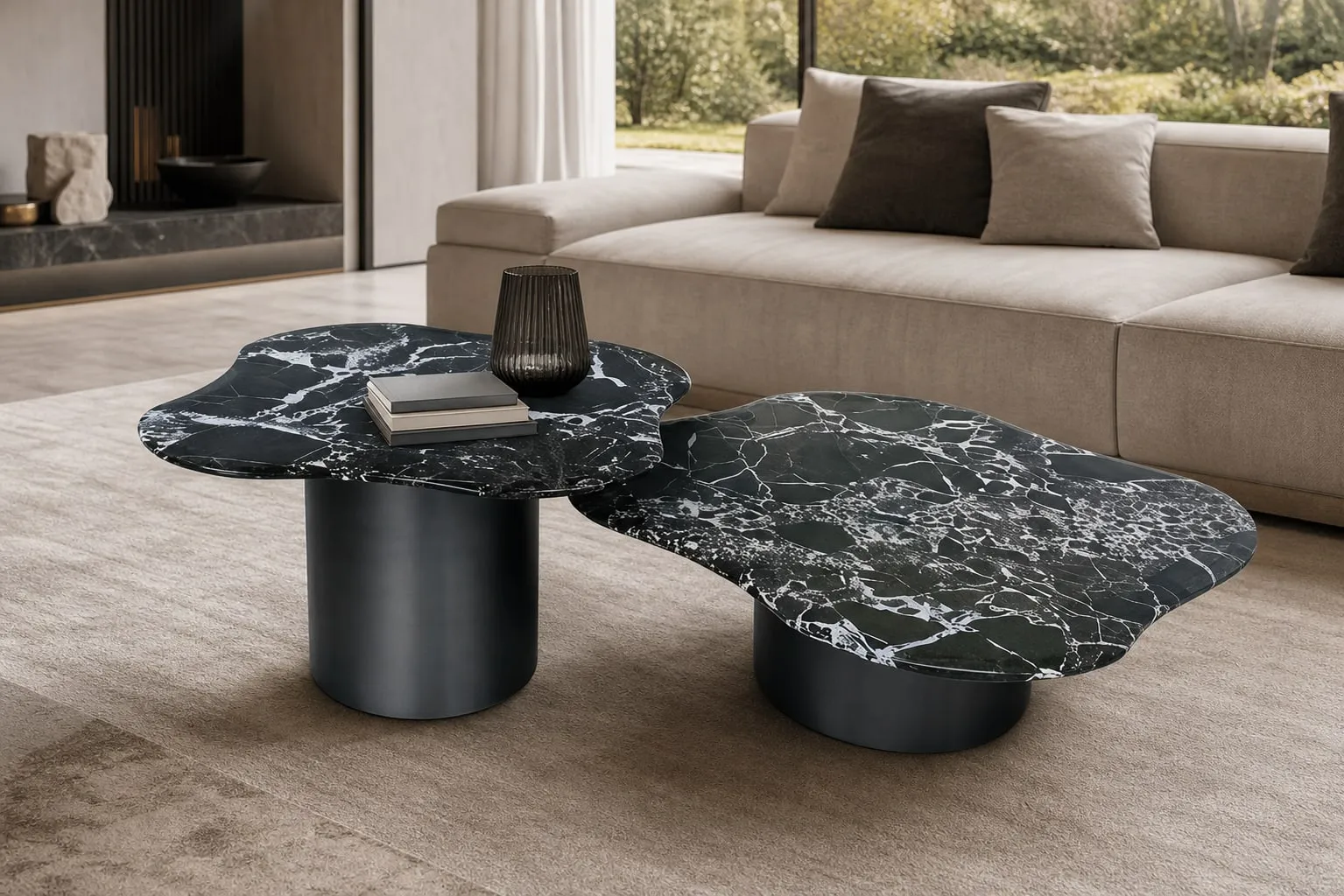 Scalloped Marble Table Set