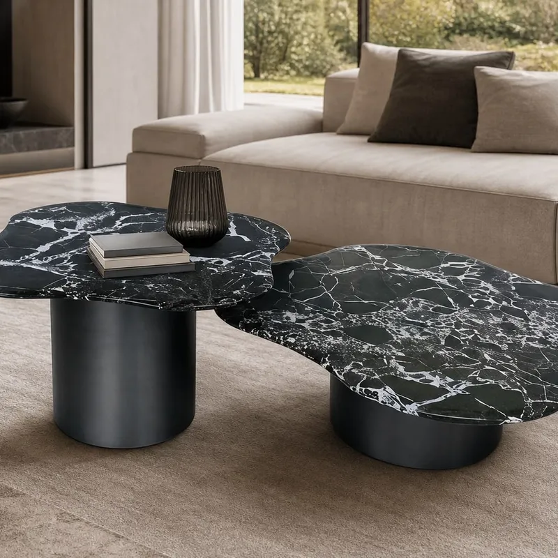 Scalloped Marble Table Set